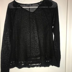 Black lace trimmed shirt